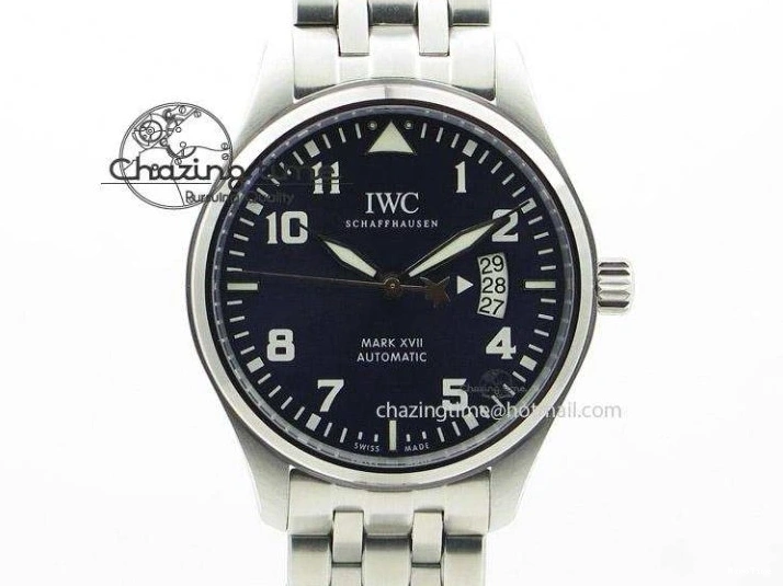 MIROTIME 0207 Fashionable Pilot IW326801 SS MK 1:1 Best Edition Black Dial on Green Nylon Strap MIYOTA 7122